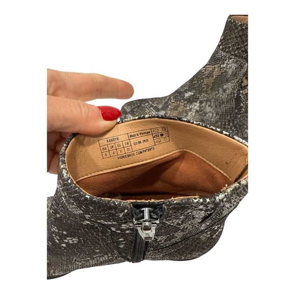 Vionic Kamryn Pewter Boa Brown Snakeskin Ankle Boots Booties Size 6 - Picture 6 of 11